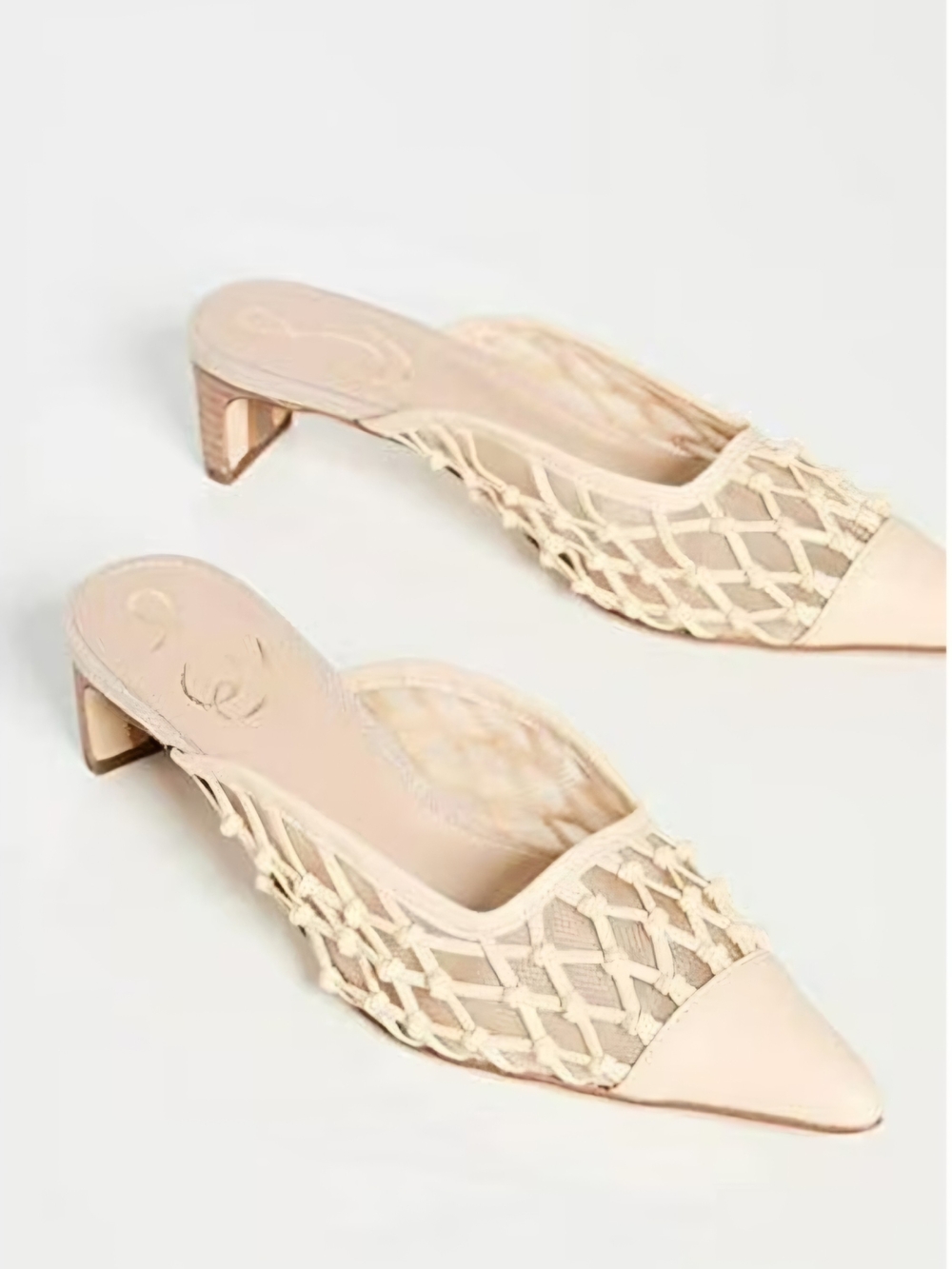 Sam Edelman Woven Pointed-Toe Mule in Beige